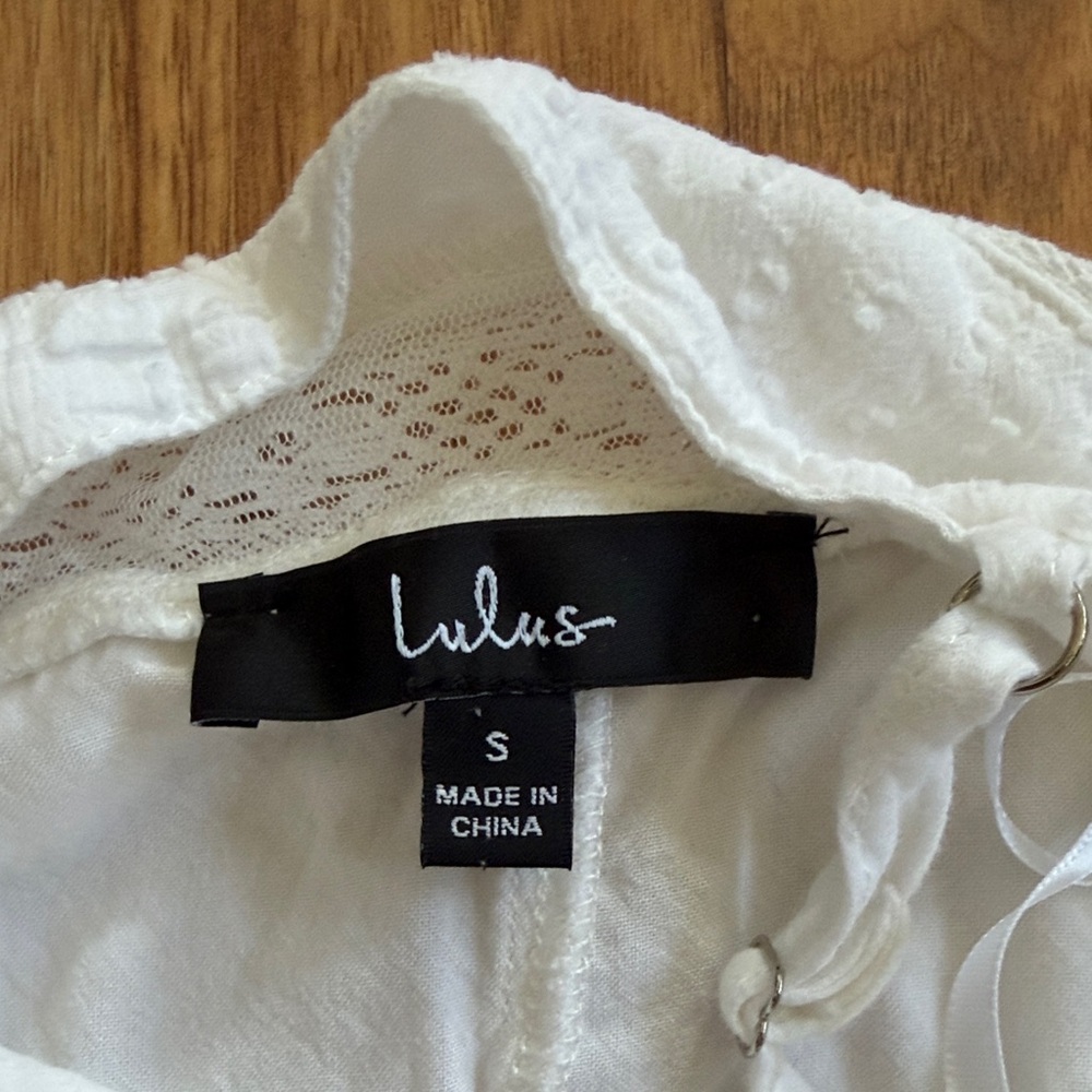 Lulu's Dress with Lace Bodice White Size Small S - Picture 5 of 7